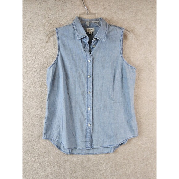 J Crew Factory Women’s Sleeveless Button Front Collared Shirt Size S - Picture 1 of 3